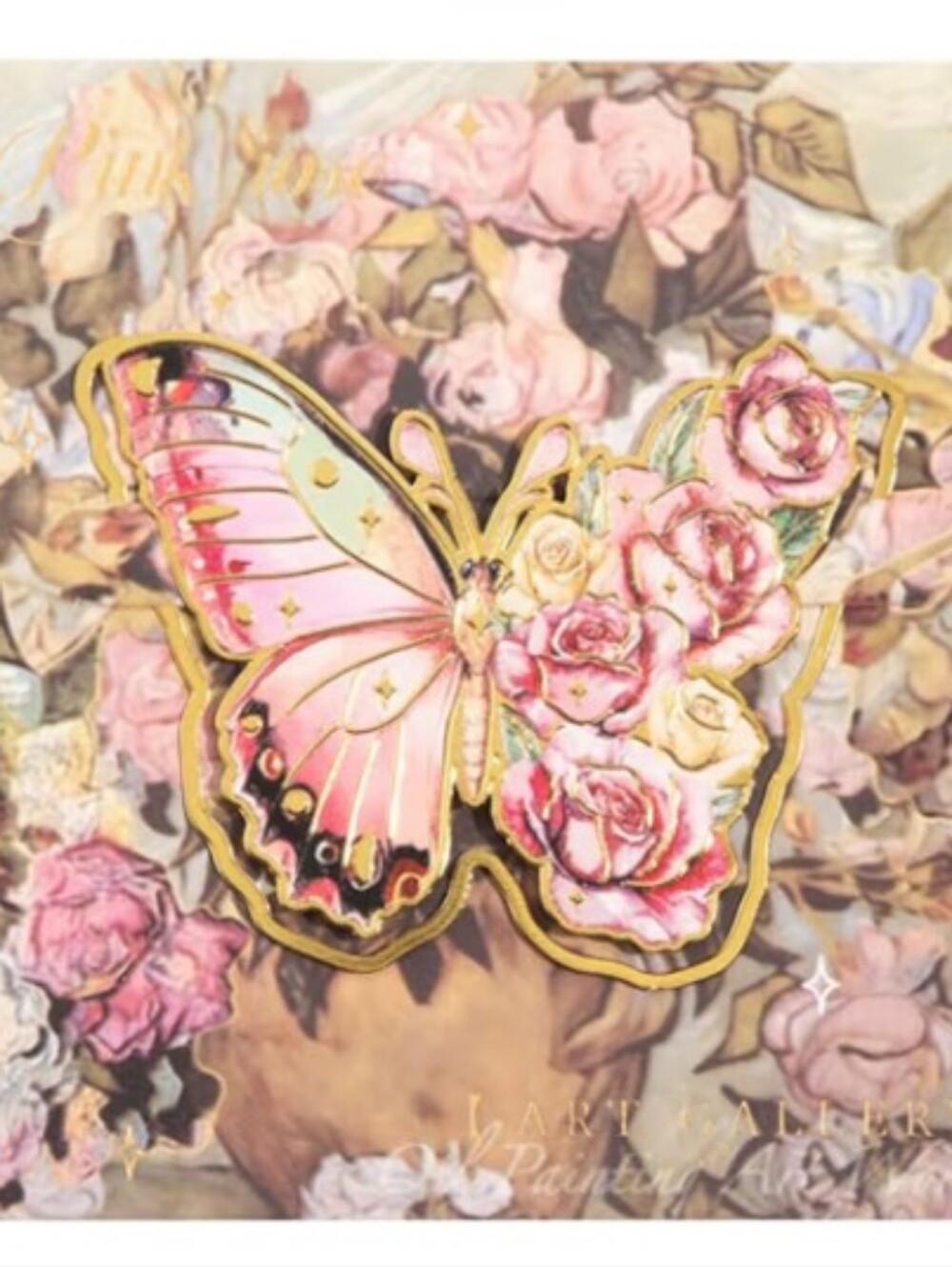 Pink Rose Butterfly & Flower Clip Bookmark - Picture 4 of 7